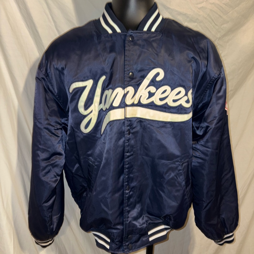 Vintage New York Yankees Majestic Authentic Classic Satin Bomber Jacket XL Navy